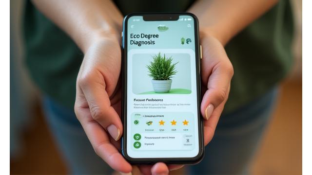 エコ度診断のインタフェースを表示するスマートフォン画面