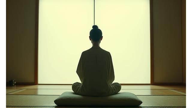 静かに坐禅を組む人