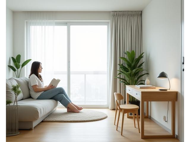 東京の30㎡ワンルームマンションの、最小限のデバイスでスマート化された生活空間。